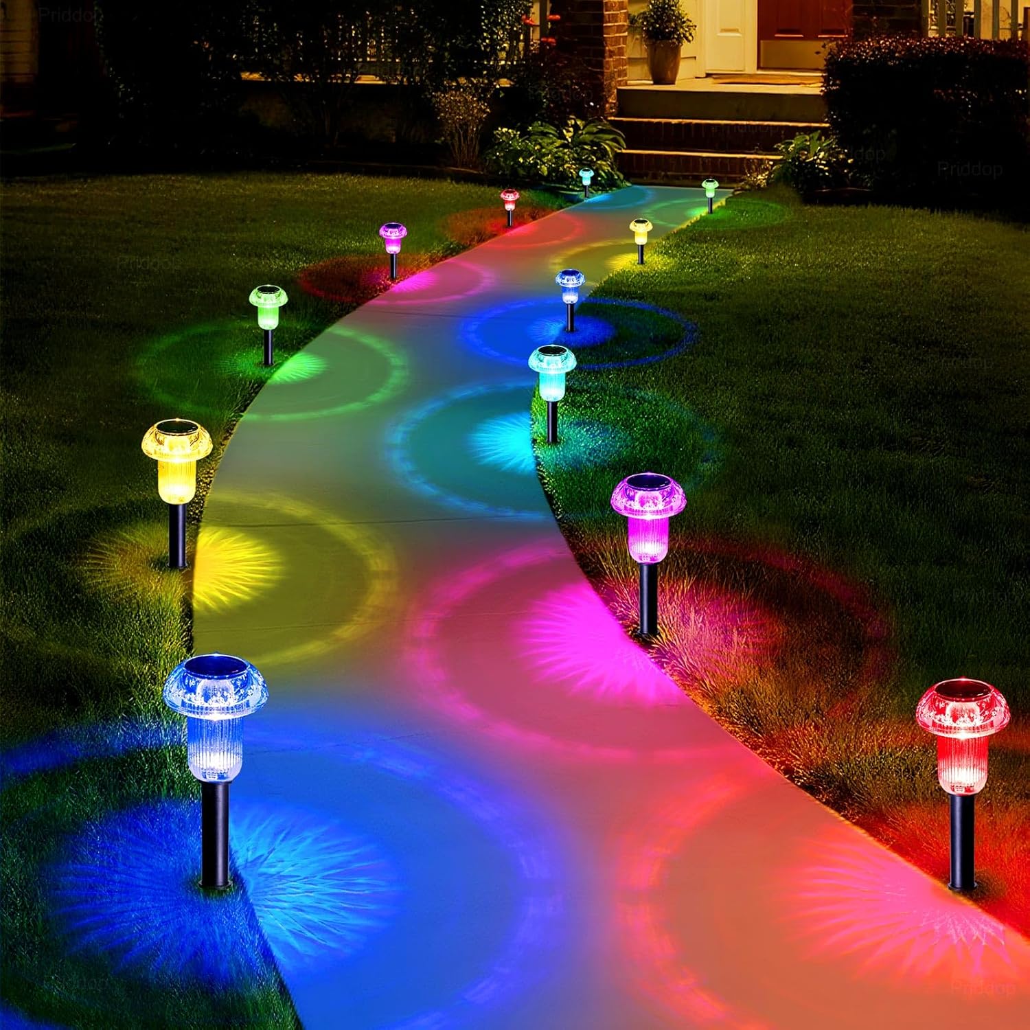 Solar Lights Outdoor Pathway Waterproof 8 Pack Color Changing LED Acry