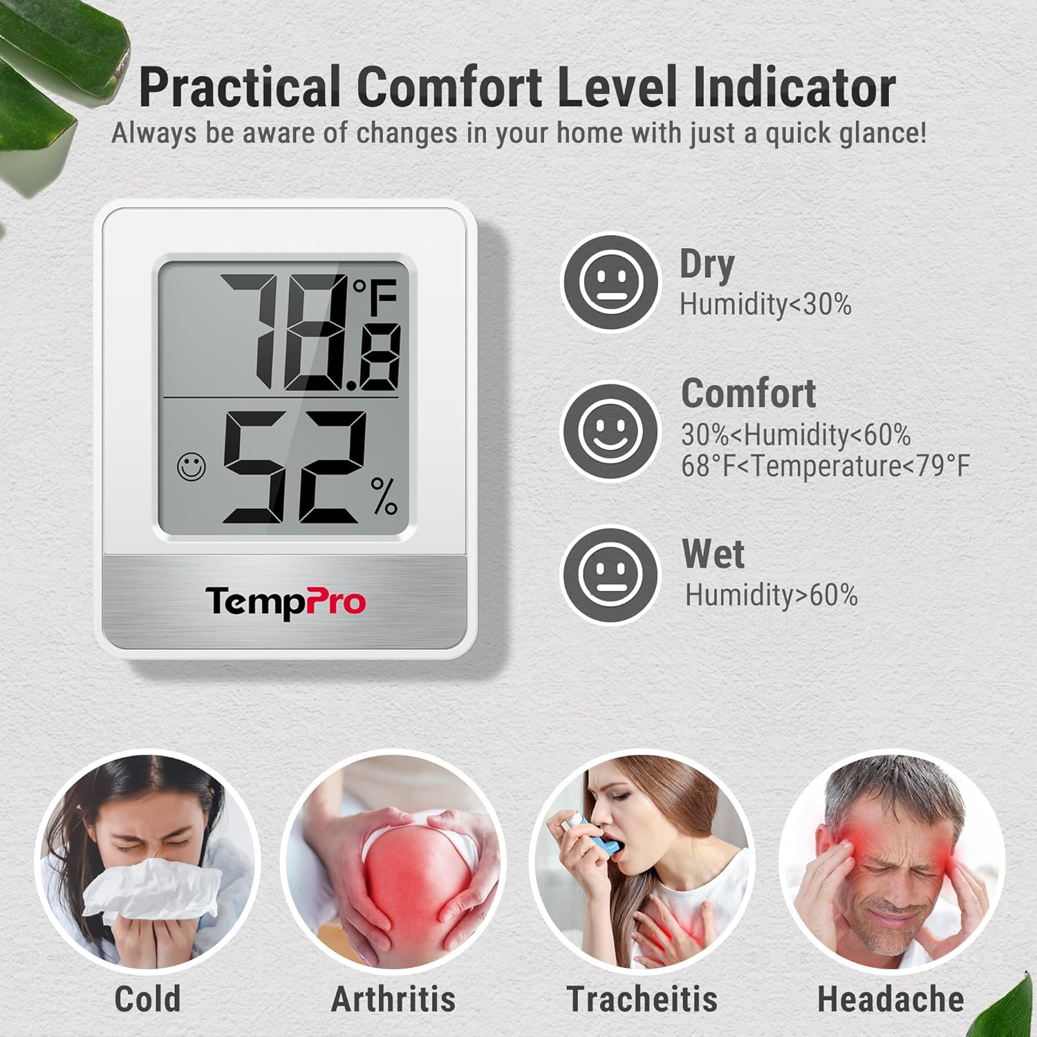 TempPro TP49 Digital Hygrometer Indoor Thermometer Humidity Meter Room