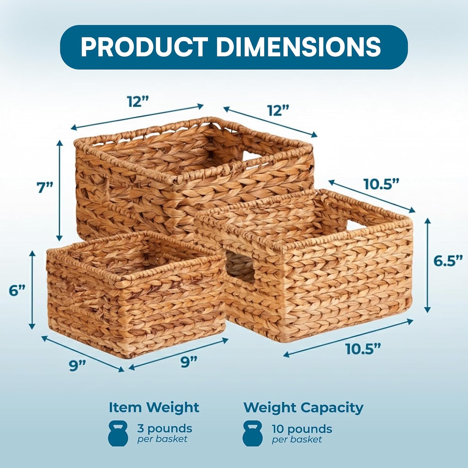 Honey-Can-Do Banana Leaf Storage Baskets –Water Hyacinth Woven Basket,