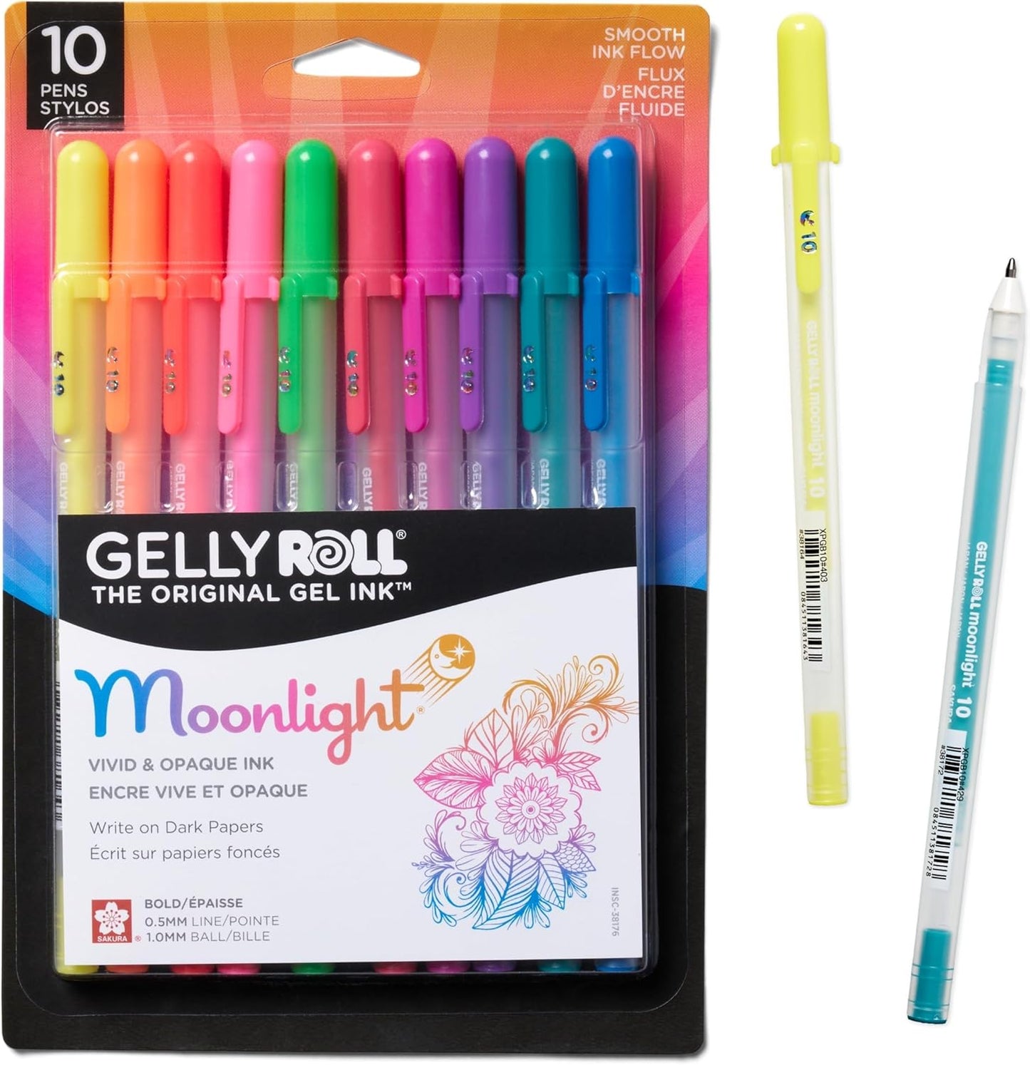 SAKURA Gelly Roll Moonlight Gel Pen Set, Bold Tip, Opaque Colors, 10 P