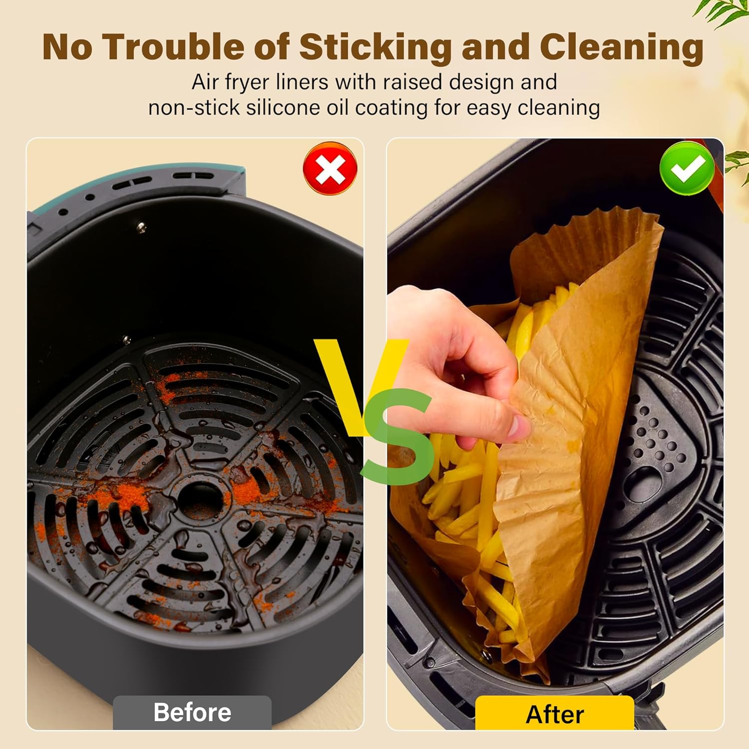 Air Fryer Liners Disposable, 125Pcs Parchment Paper, 8 Inch Non-stick 