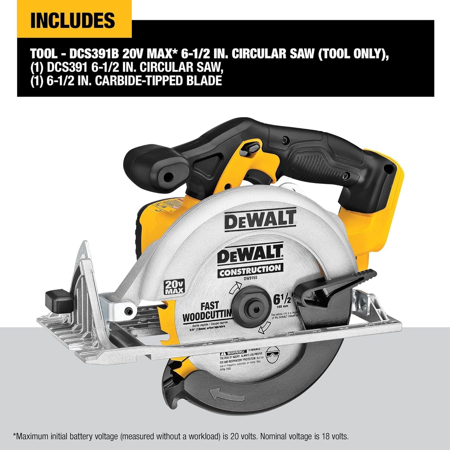 DEWALT 20V MAX Circular Saw, Cordless Sidewinder Style Portable, 6-1/2