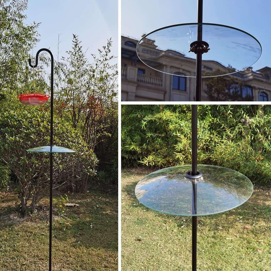 13" Glass Rain Cover for Bird Feeder Outdoors - Baffle on Shepherd Pole/Post or S Hook Hanging - Large Weather Guard Protective Dome - Clear (Dia. 33CM)