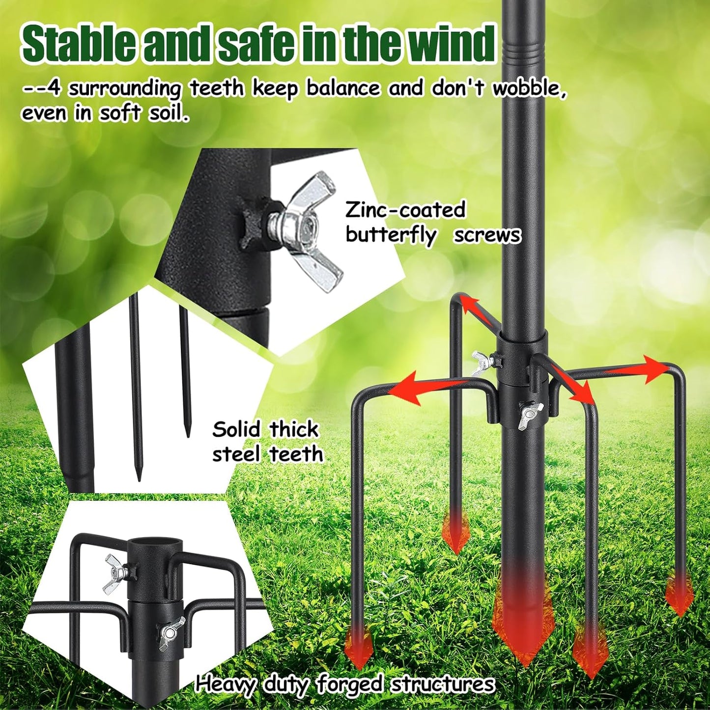 Heavy Duty Bird Feeder Pole - 103" Extra Tall Bird House Stand Outdoor, Anti-Tip Stakes & Stable Mount for Smart Camera Birdfeeder,Bluebird House, BirdBuddy, Birdfy