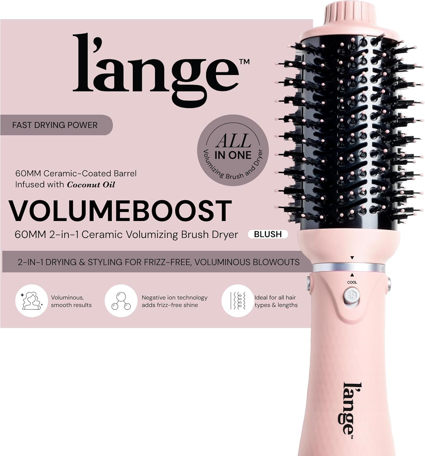 L'ANGE HAIR VolumeBoost 60mm 2-in-1 Ceramic Volumizing Brush Dryer | F