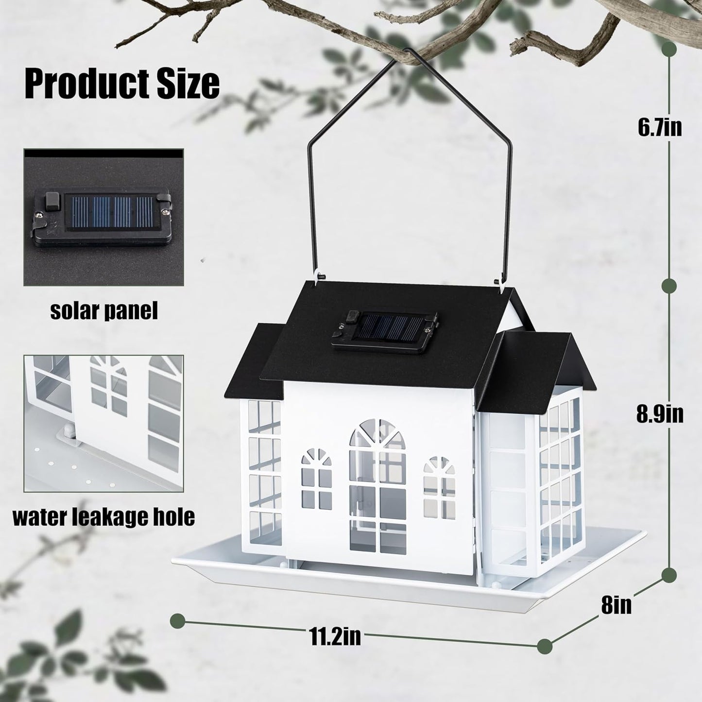 Solar Bird Suet Feeder House for Outdoors Hanging,Solar Metal Large Capacity Birdfeeders Hanging Outside,Cardinal Wild Large Bird Feeder with Suet Cages,Garden Decor,Gift for Mom Grandma