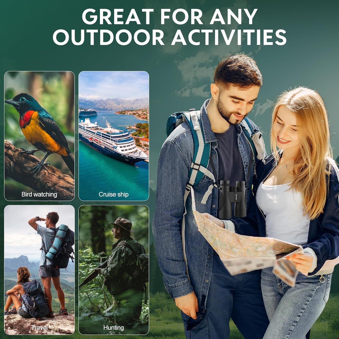 Occer 12x50 Bird Watching Binoculars for Adults - High Powered Binoculars with Clear Image - Easy Focus HD Binocular for Cruise Ship Hunting Travel Concert Stargazing Birthday Gift for Men