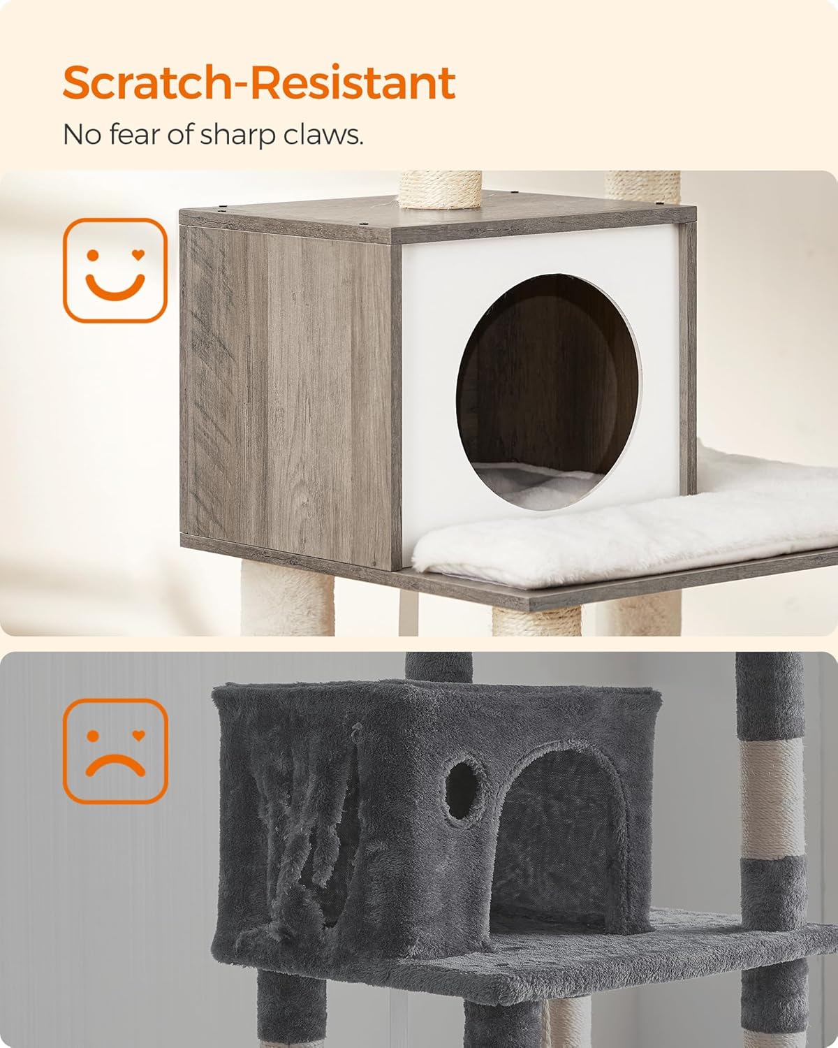 Feandrea Cat Tree, 56.3-Inch Modern Cat Tower, Multi-Level Plush Condo