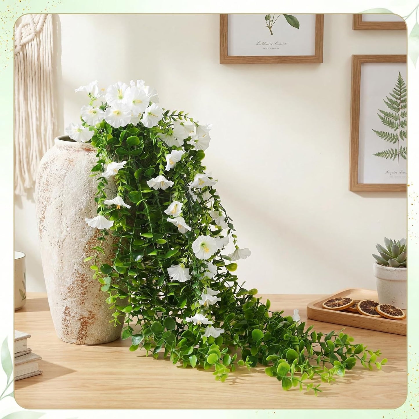 Yinder 2 Set Artificial Eucalyptus and Morning Glory Stems Include 4 P