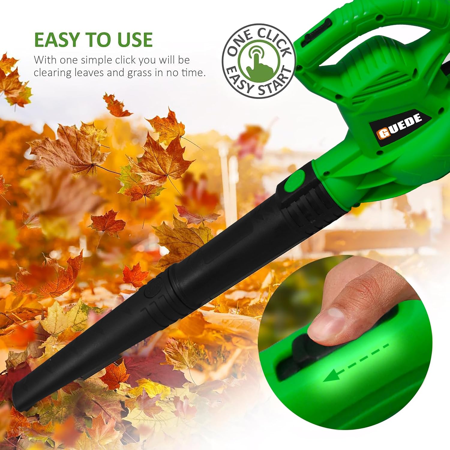 GUEDE Electric Leaf Blower, Corded 7 Amp, 155MPH Air Speed, Lightweigh