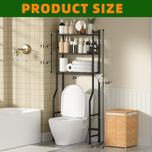 3-Tier Over Toilet Storage with Anti-Tilt Safety System - 150lb Total 