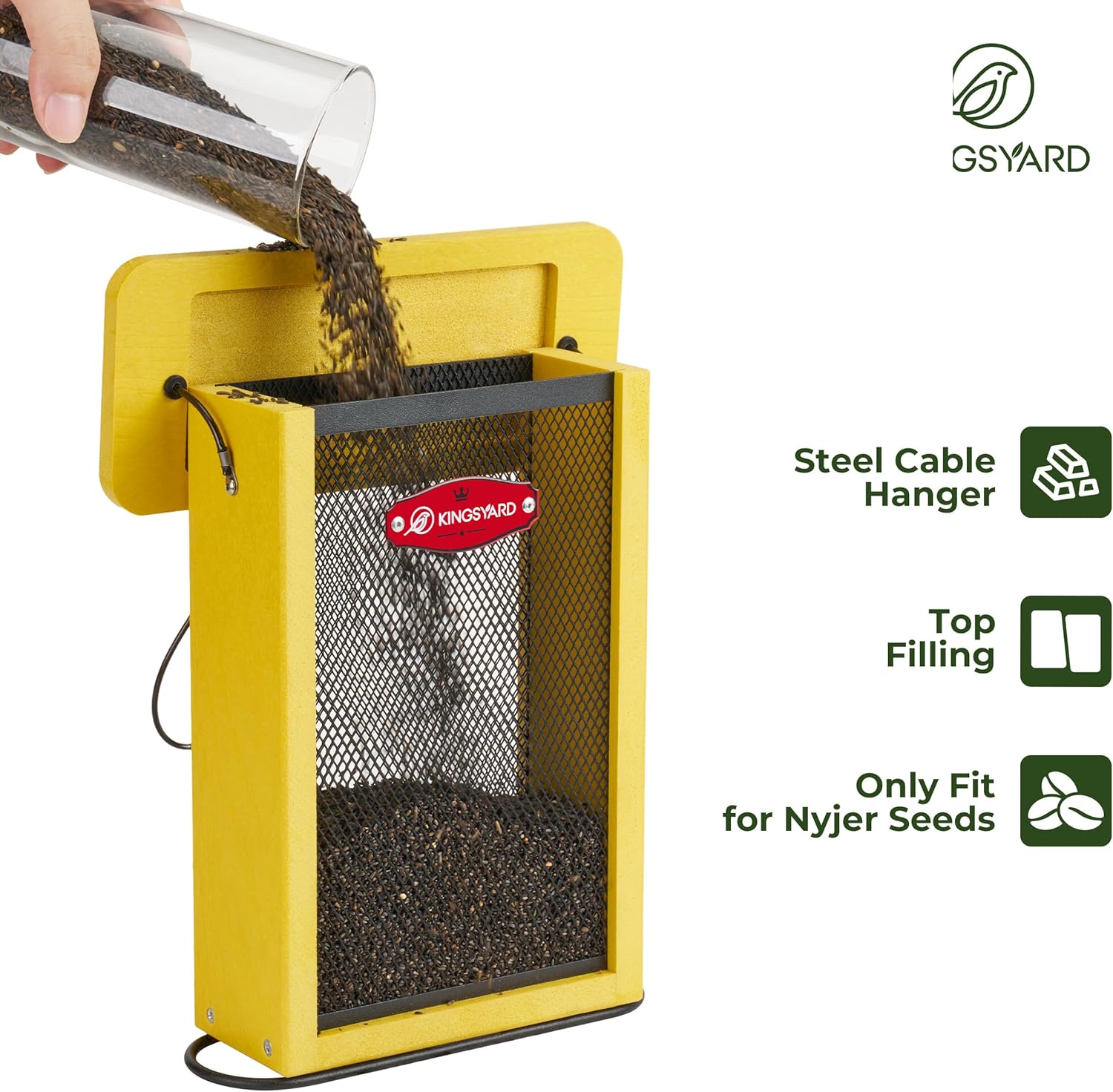 Kingsyard Finch Feeder for Outside Hanging, Metal Mesh Bird Feeders fo