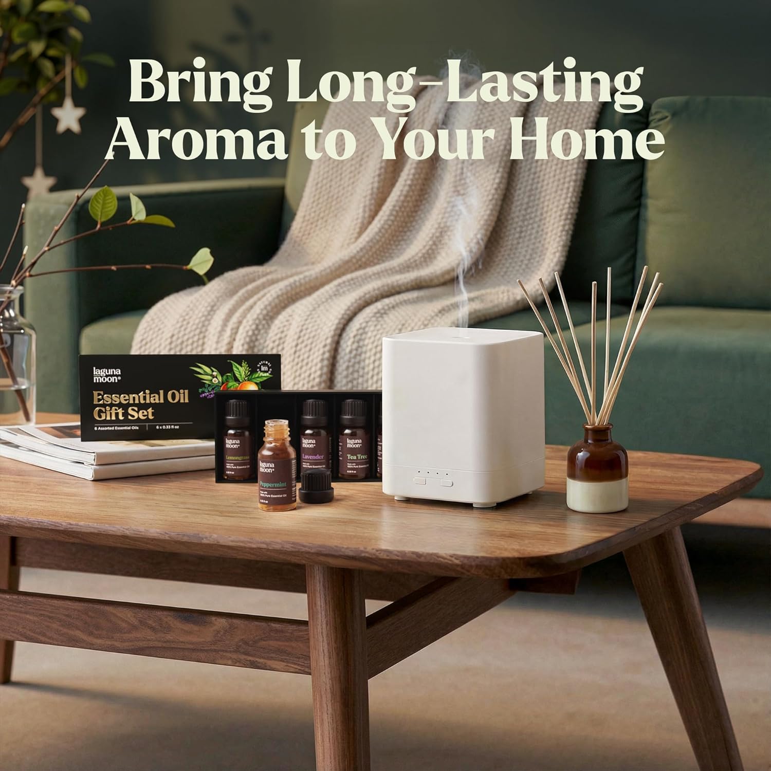 Lagunamoon Essential Oils Aromatherapy Set - 6 Oils for Diffusers, Hom
