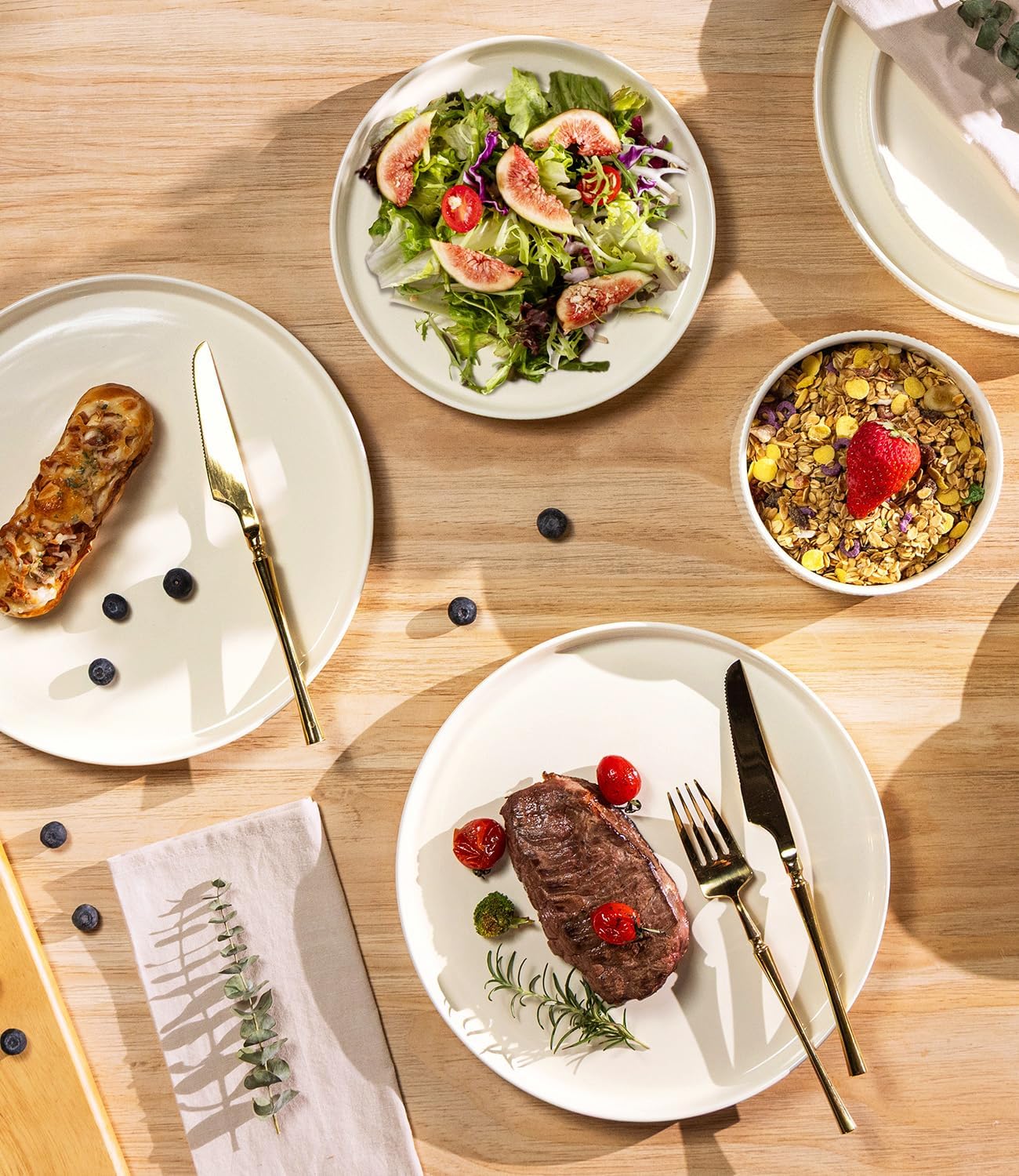 TheTerra Ceramic Dinnerware Sets for 4, 12 Pieces Porcelain Lightweigh