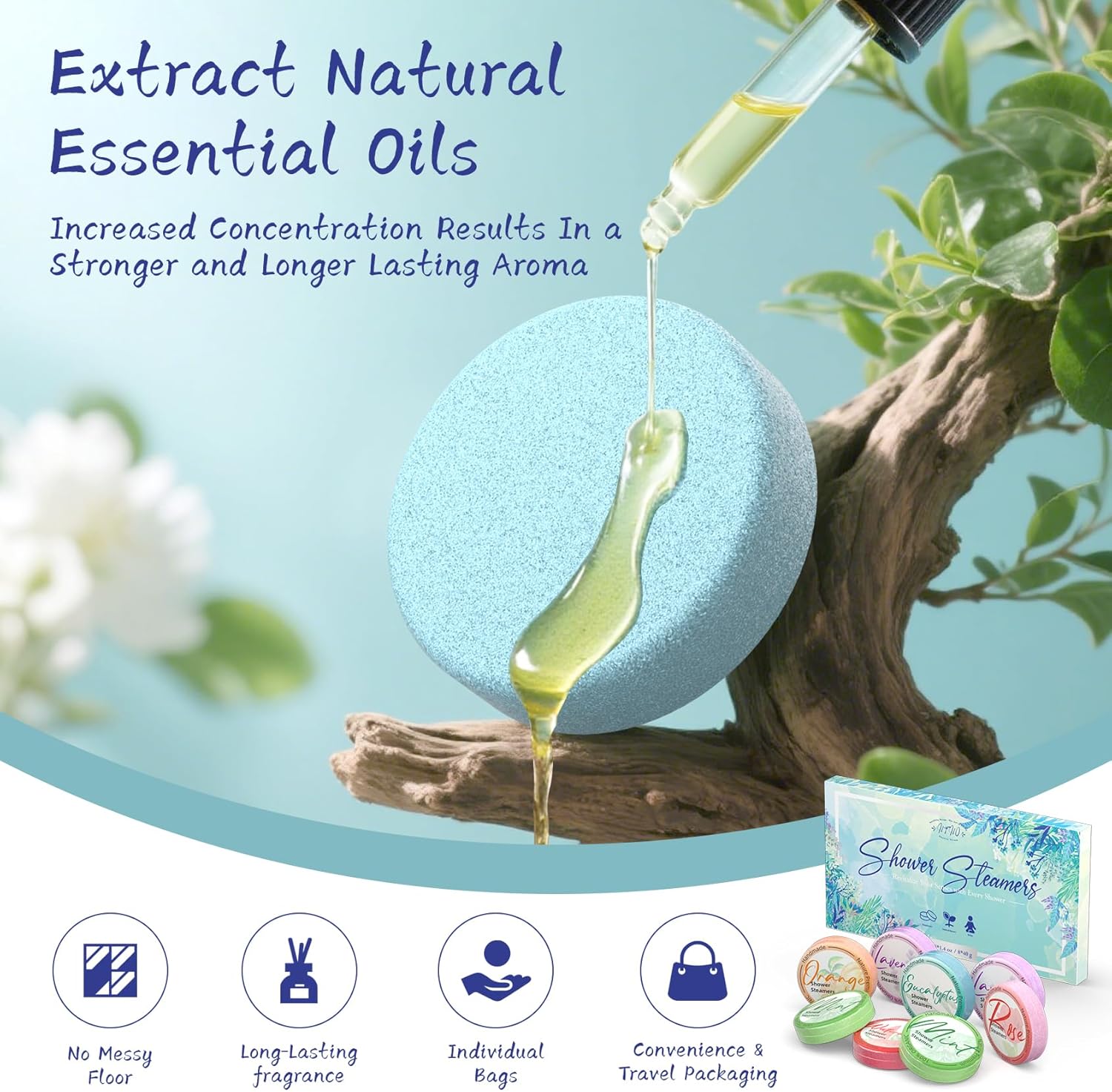 Shower Steamers Aromatherapy 8 Pack - Gifts for Women, Shower Bombs wi