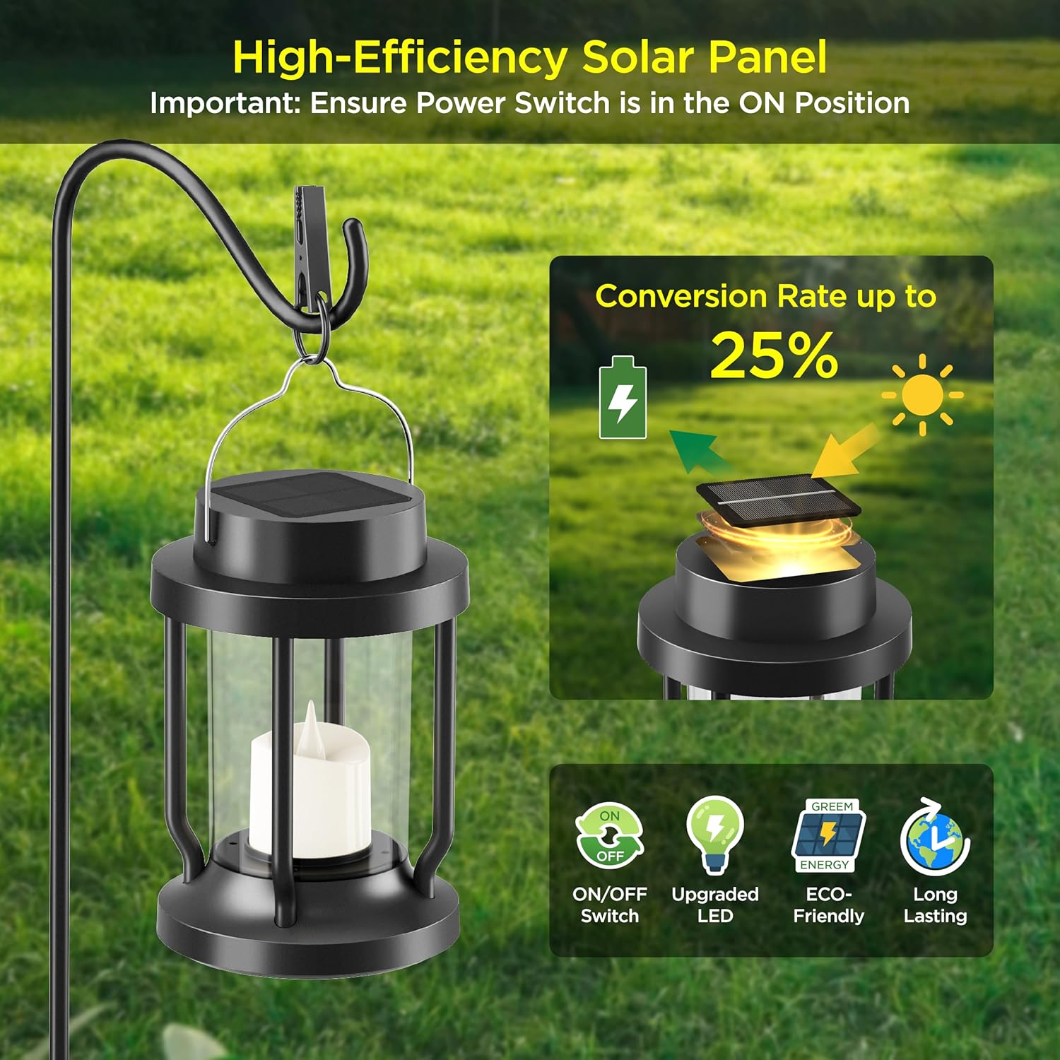 Solar Lantern Outdoor Indoor Use – Hanging Solar Lights with Realistic