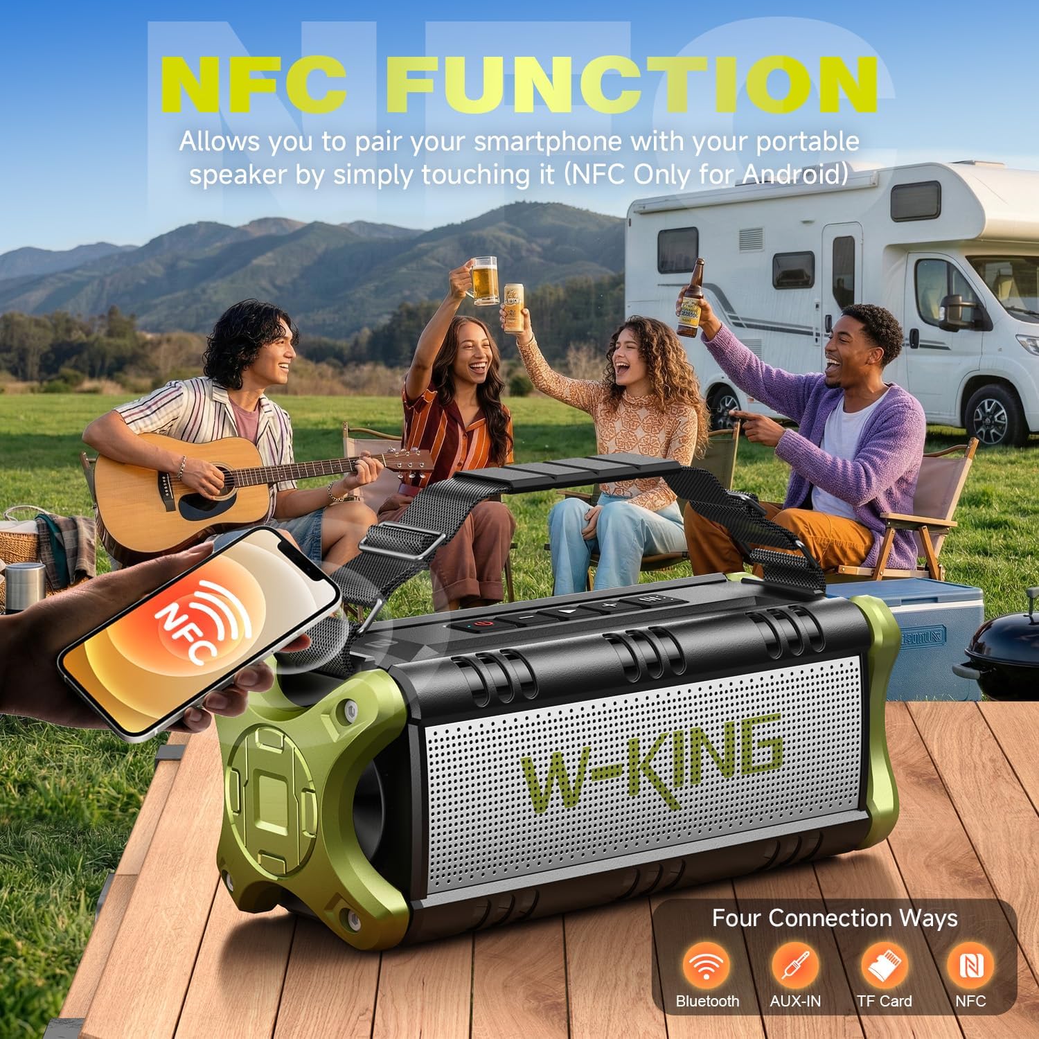 Portable Speakers Bluetooth Wireless, 90W Max Loud Outdoor Speaker wit