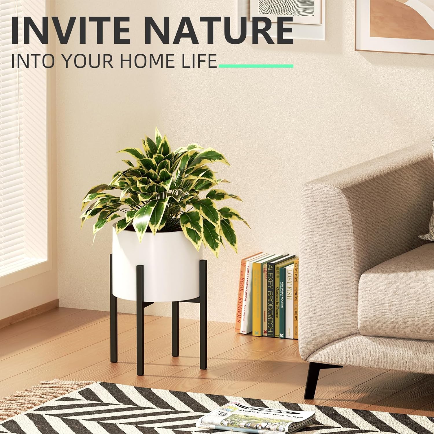 Urban Deco Adjustable Metal Plant Stand Outdoor & Indoor Planter With 