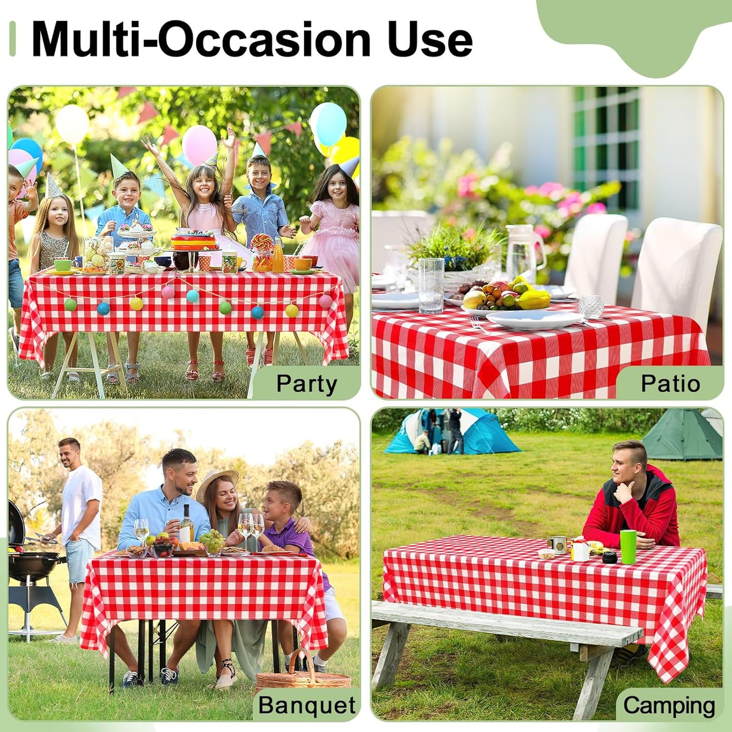 misaya 4 Packs Buffalo Disposable Table Cloth, 54 x 108 Inch Waterproof Plastic Tablecloth, Rectangle Red and White Checkered Table Covers for Picnic, Birthday, Party, Easter