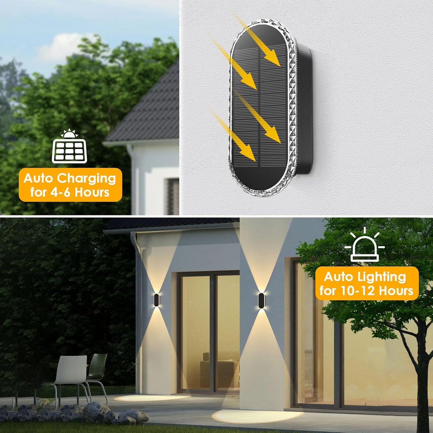 Solar Fence Lights Outdoor - 3000/4000/6000K 3 Modes, IP65 Waterproof 