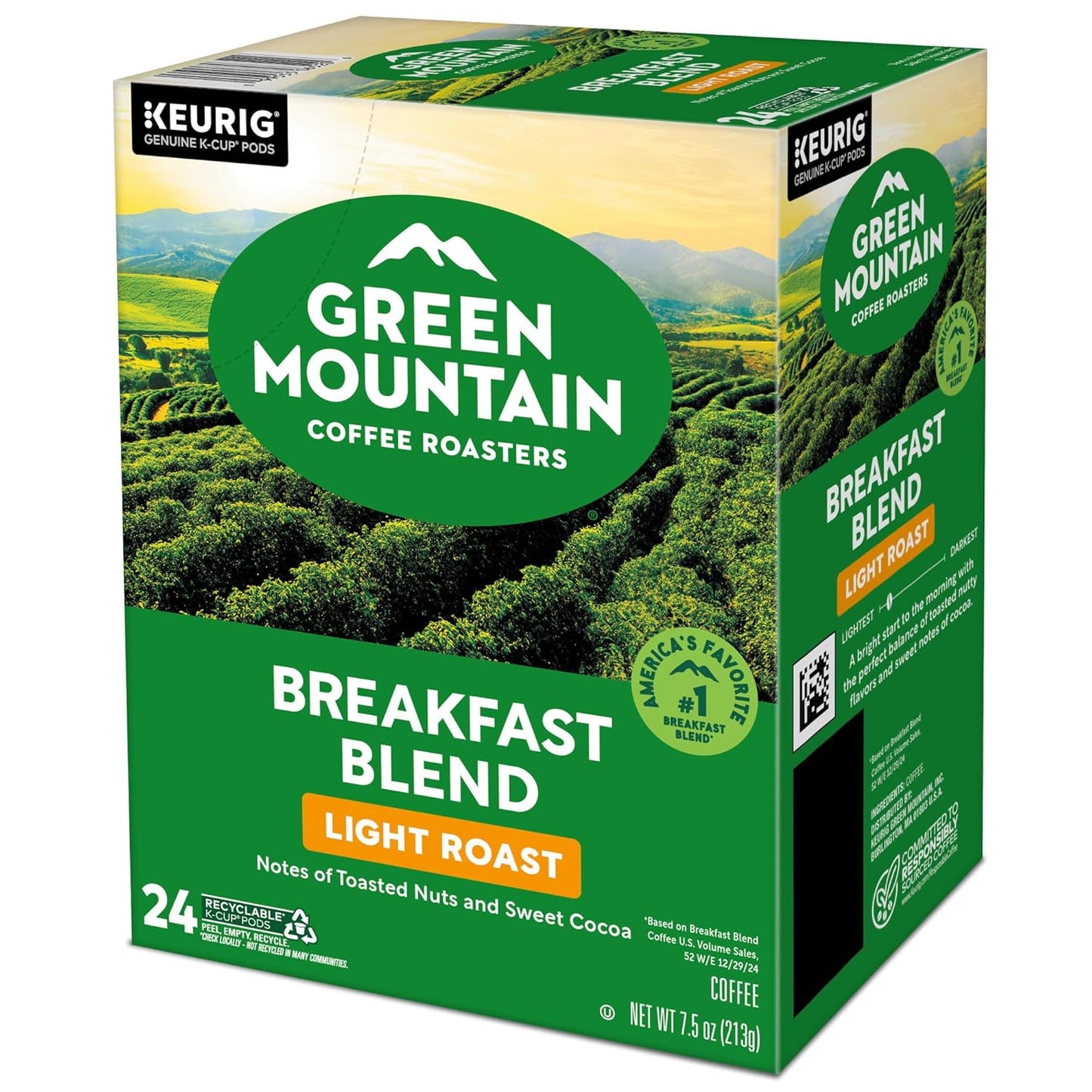 Green Mountain Coffee Roasters Breakfast Blend Single-Serve Keurig K-Cup Pods, Light Roast Coffee, 96 Count