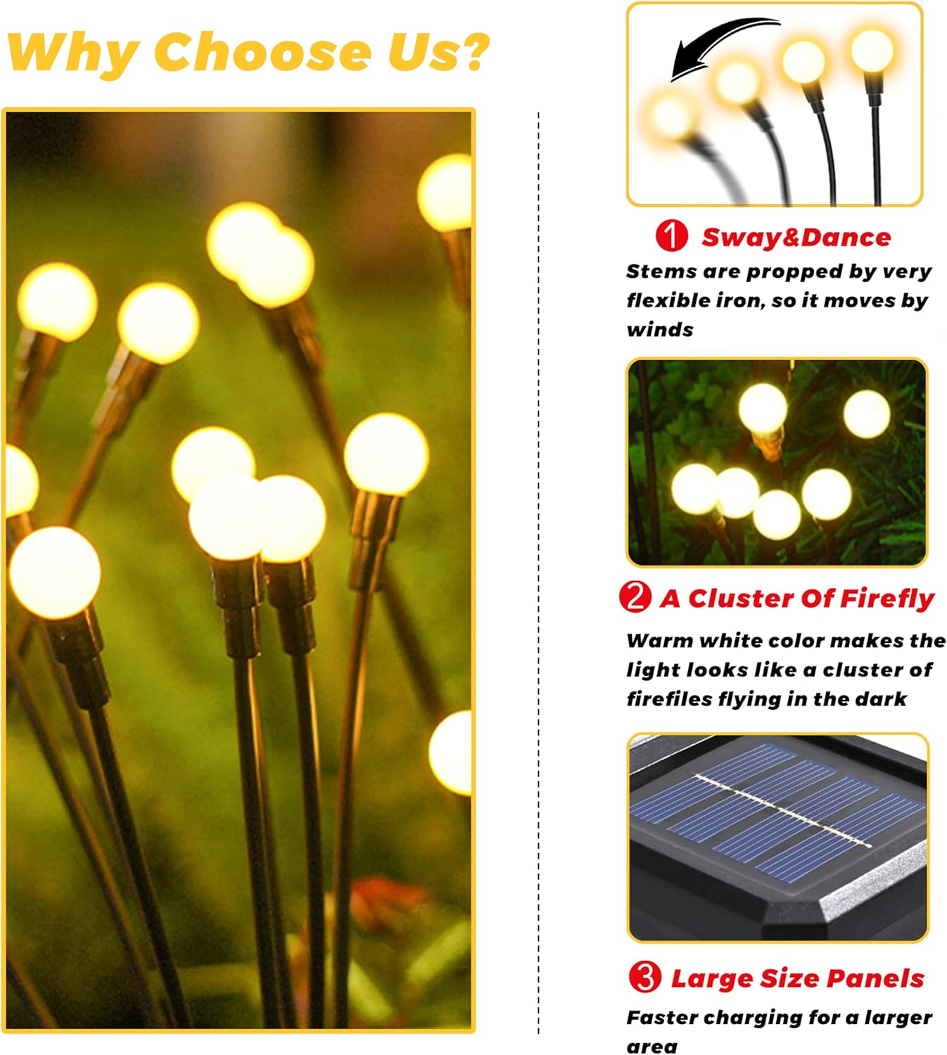Solar Lights Outdoor-4Pack 32LEDs Solar Garden Firefly Lights Outside,