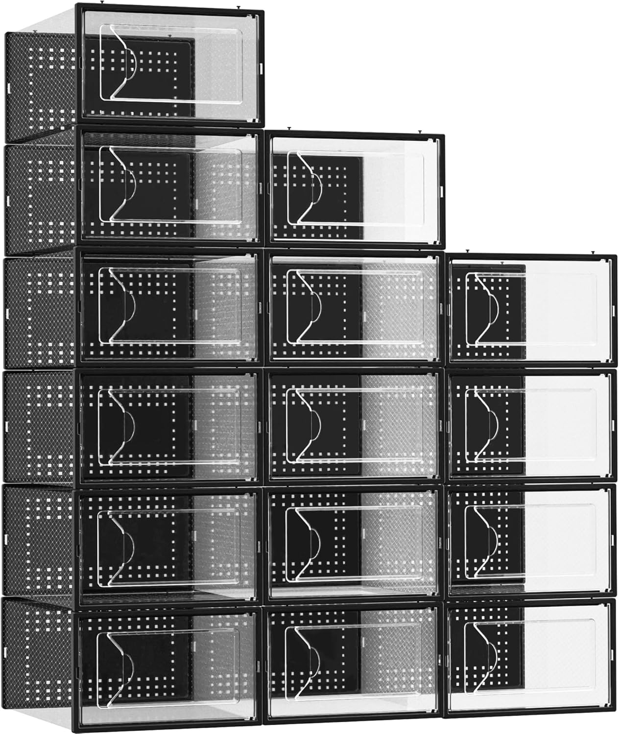 Shoe Storage Box, 15 Pack Clear Plastic Stackable Shoe Organizer for C