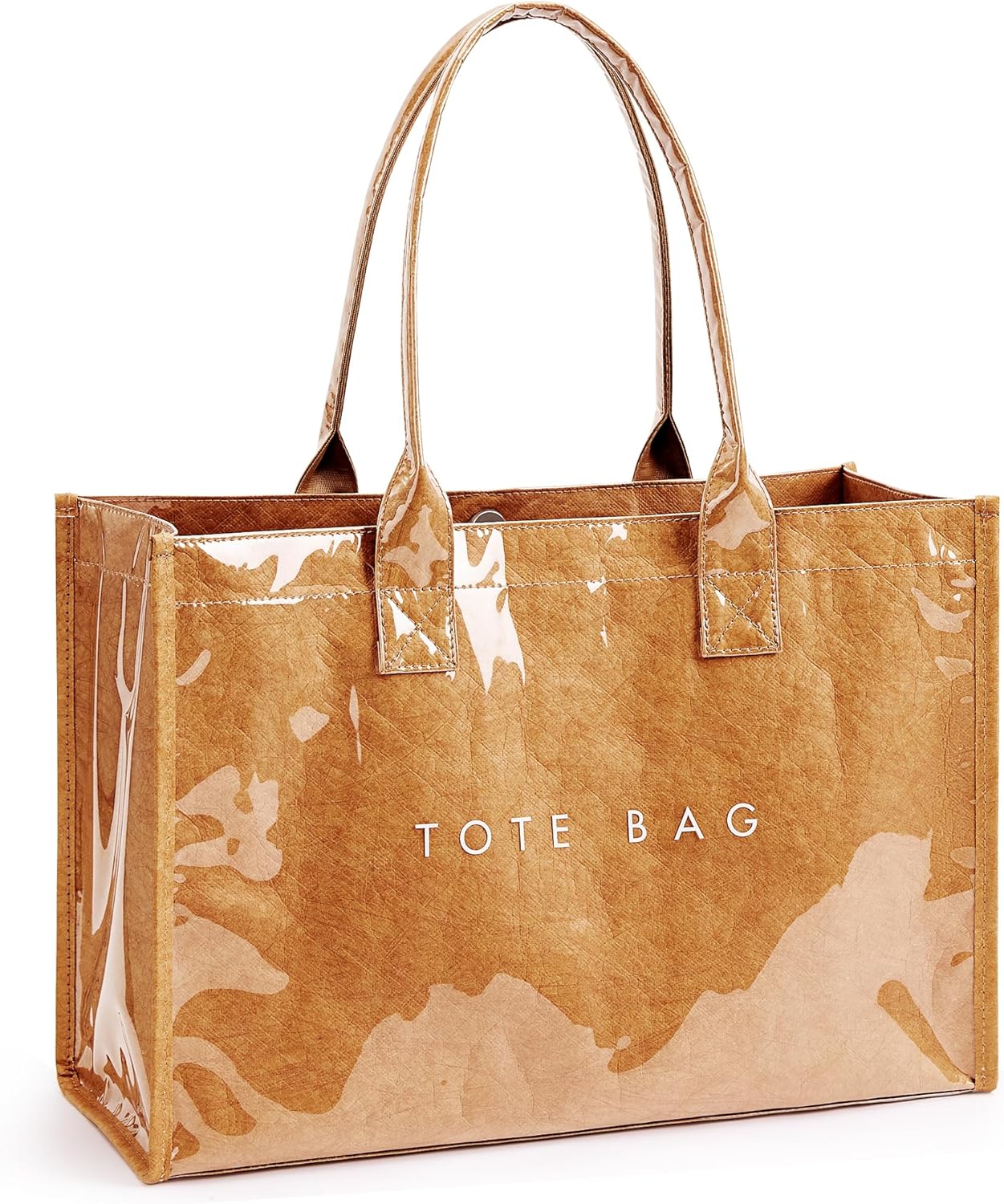 KALIDI PVC Tote Bag Women’s Kraft Paper Work Handbags Purses with Top 