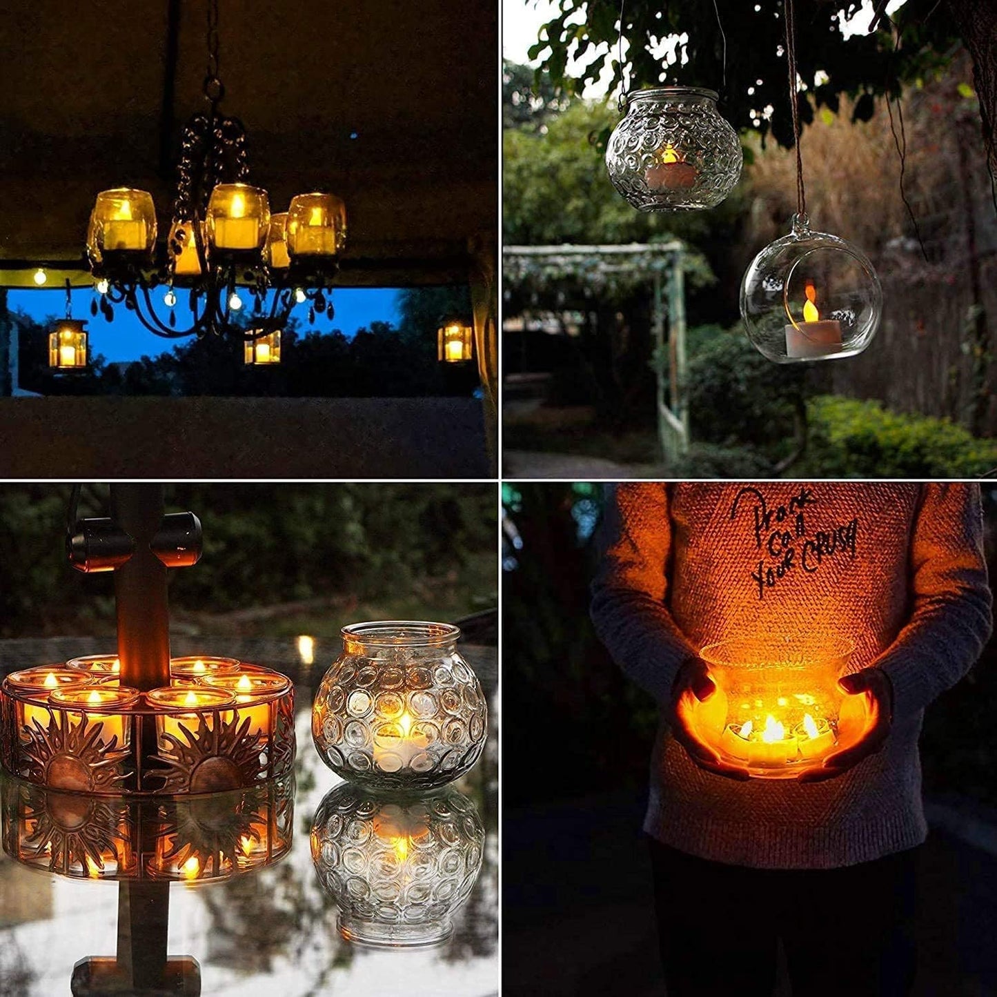 VOOKRY 6 Pcs Solar Tea Lights Outdoor - Flickering Solar Candle Lights Flameless Dusk to Dawn Lighting Waterproof Rechargeable LED Candles for Lantern Garden Camping Party Home Decorations,2.3''x2.1''