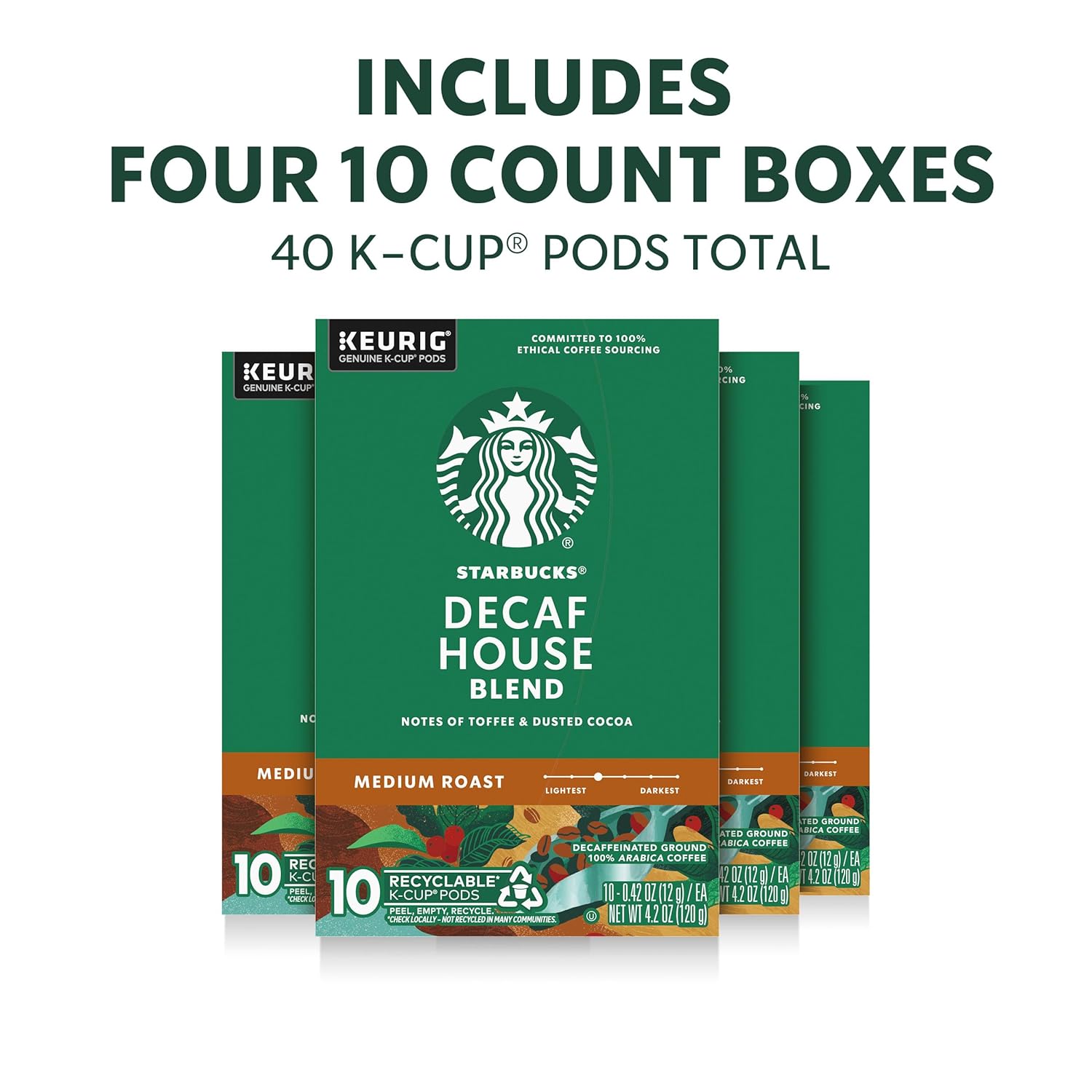 Starbucks K-Cup Coffee Pods, Medium Roast Hot or Iced Coffee, Decaf Ho