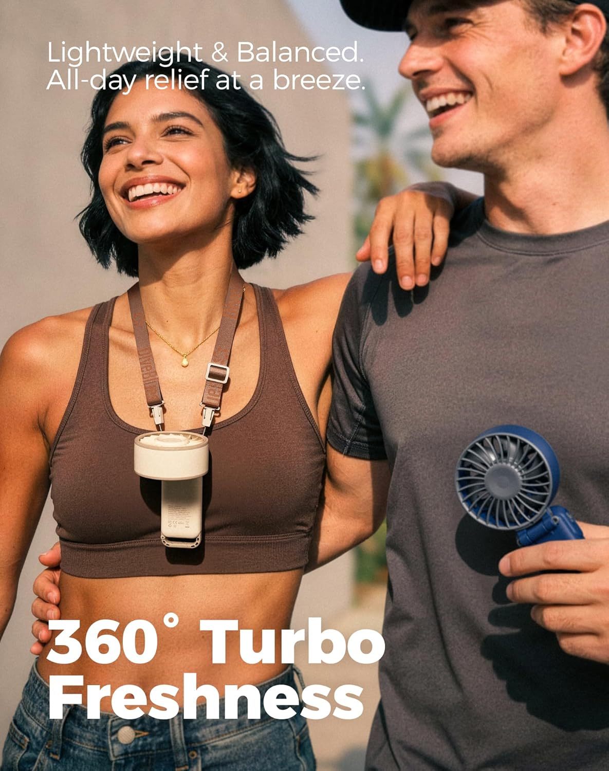 Diveblues Portable Handheld Fan, 7.4m/s High Speed Turbo Fan, 180° Fol