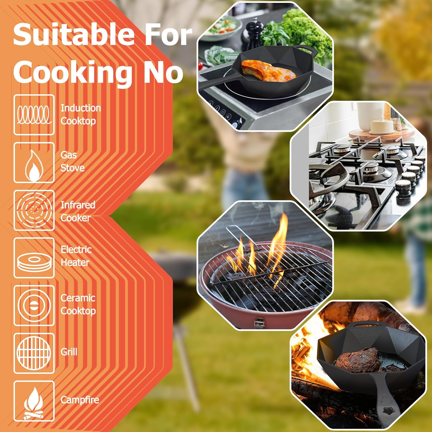 Cast Iron Skillet with Lid Pre-seasoned Cast Iron Pans, Smoker Box for
