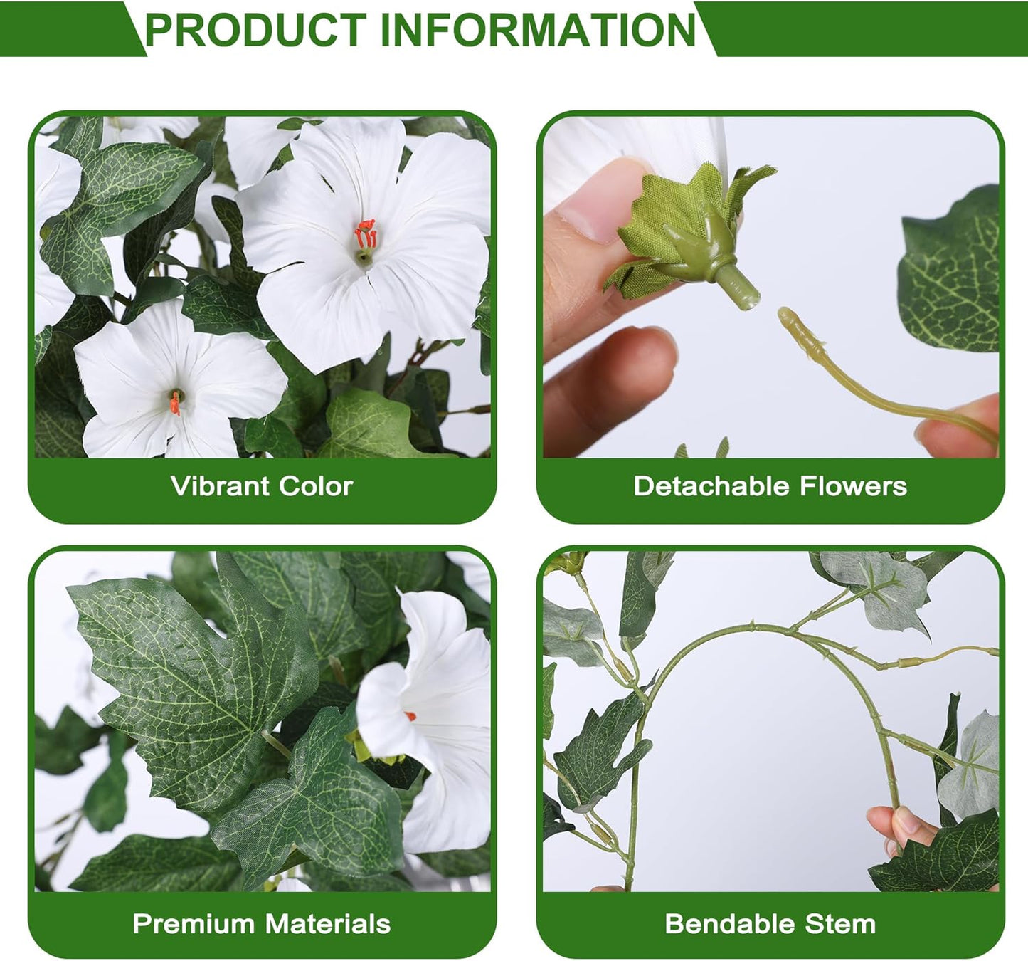 HyeFlora Artificial Flowers for Outdoors 2PCS Faux Petunias Silk Fake Flowers for Outside Planter UV Resistant Realistic Home Garden Porch Decor (White)