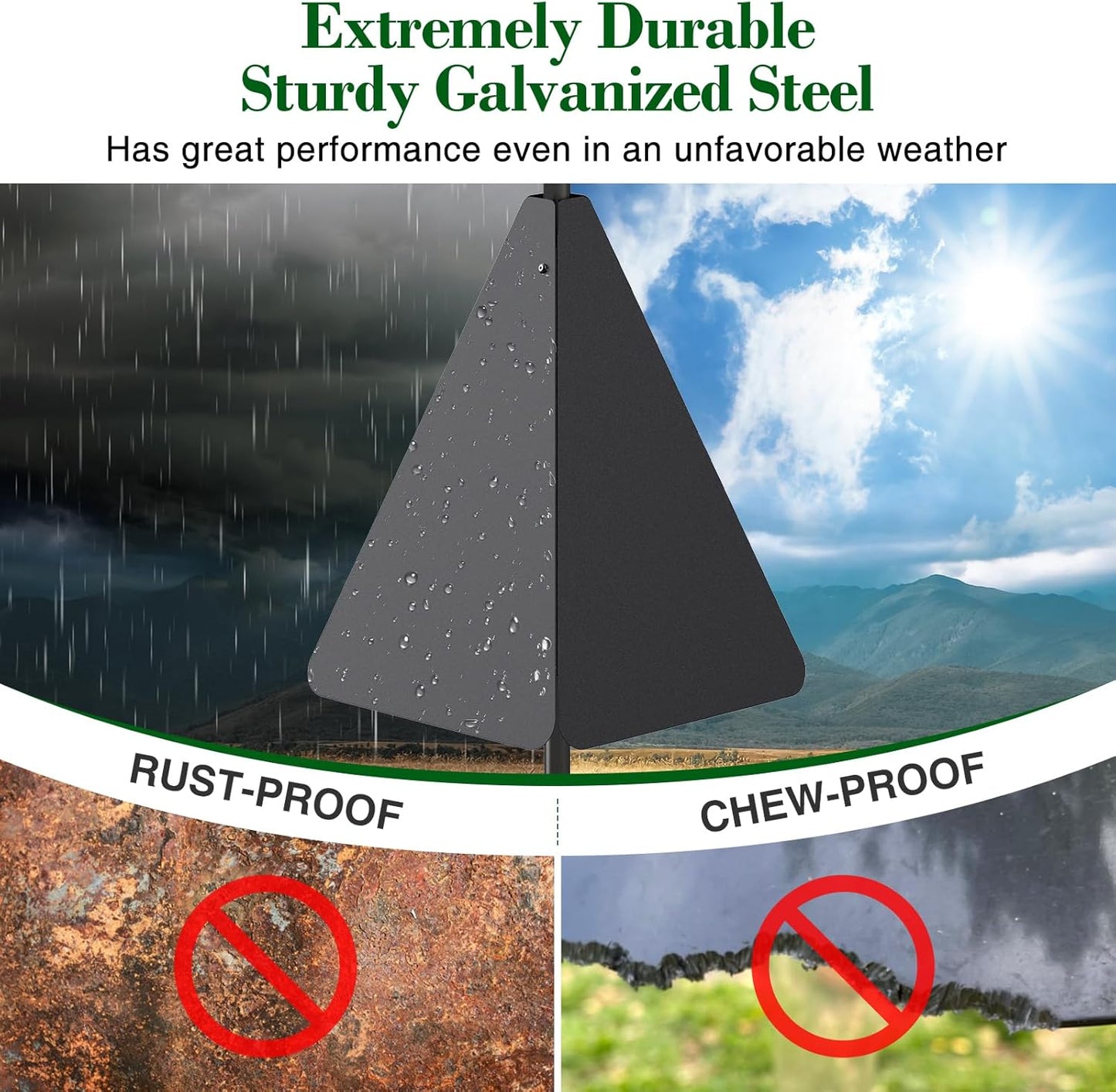 Upgraded Squirrel Baffle with Dual Defense, Squirrel Proof for Bird Feeder Pole Outside, Bird Food House Guard for Shepherd Hook, Raccoon Stopper, Rust Chew Proof Heavy Duty Galvanized Steel