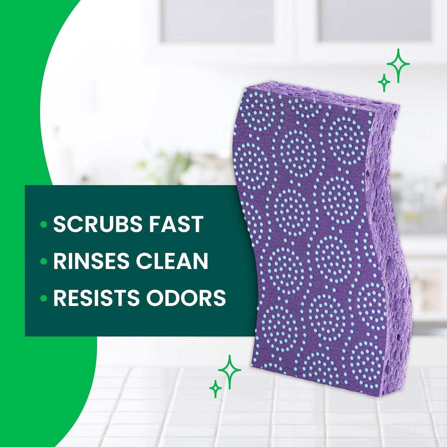 Scotch-Brite Odor Resist Non-Scratch Scrub Sponge, Dishwasher-Safe Kitchen Sponges that Resist Bacterial Odors, Multipurpose Dish Sponge for Gentle Cleaning, 6 Dish Sponges