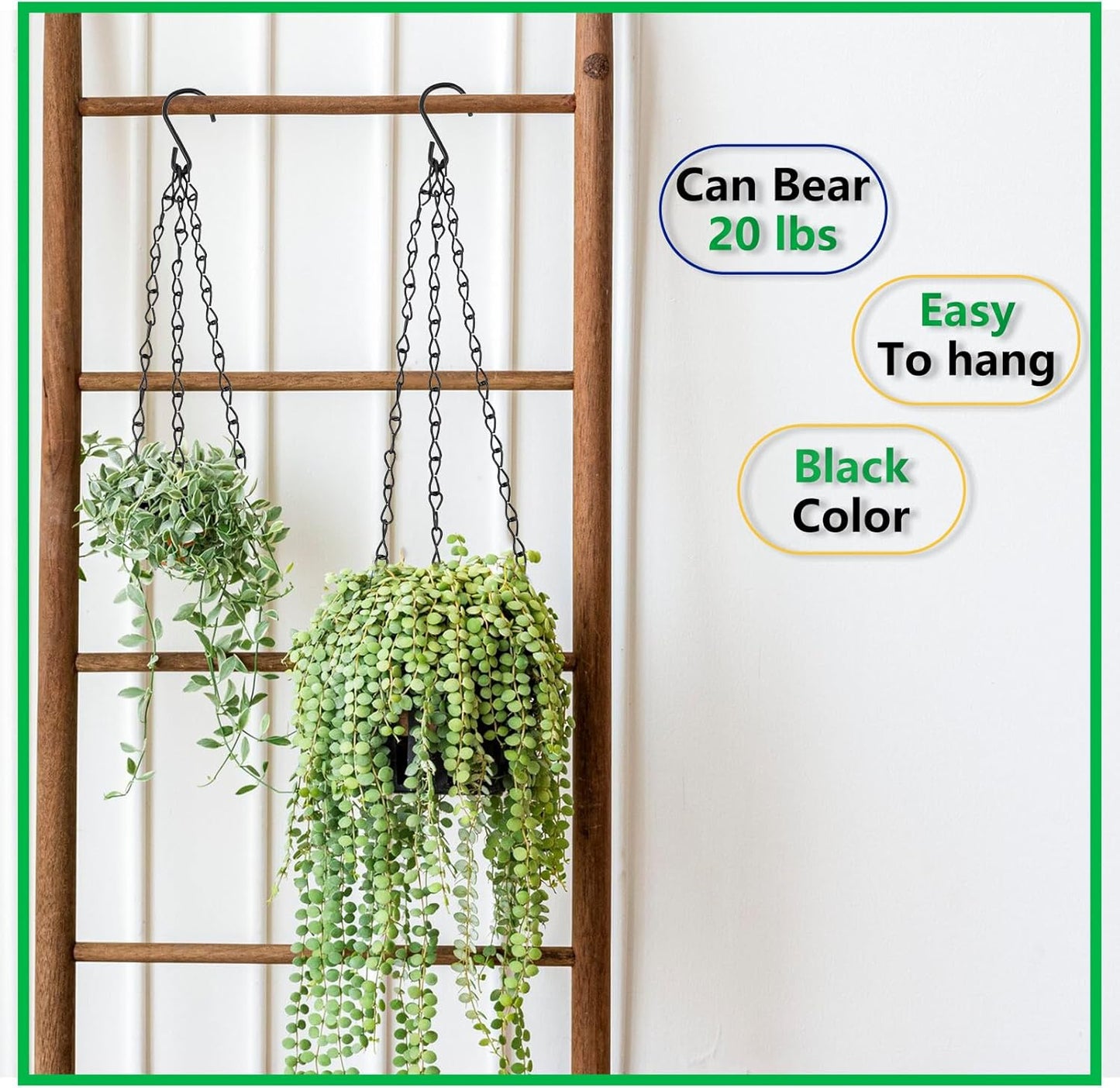 BDS-HOME 16inch Hanging Baskets Chains 3 Leads Hanging Chains Flower P