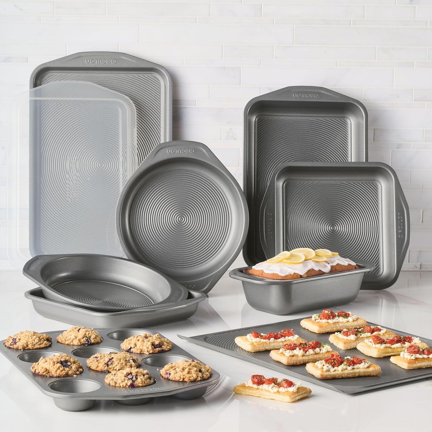 Circulon Total Nonstick Bakeware Set with Nonstick Bread Pan, Cookie S
