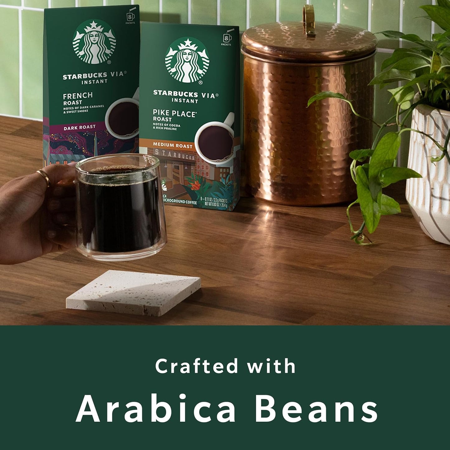 Starbucks VIA Instant Coffee Packets, Single Serve, Dark Roast Coffee, Decaf Italian Roast, 50 Packets