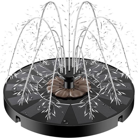 Yzert Solar Fountain Coffee Flower, Floating Solar Water Fountain Pump with 4 Fixers & 7 Nozzles for Bird Baths, Ponds, Pools, Gardens, Patios, Outdoors&Flower Pots