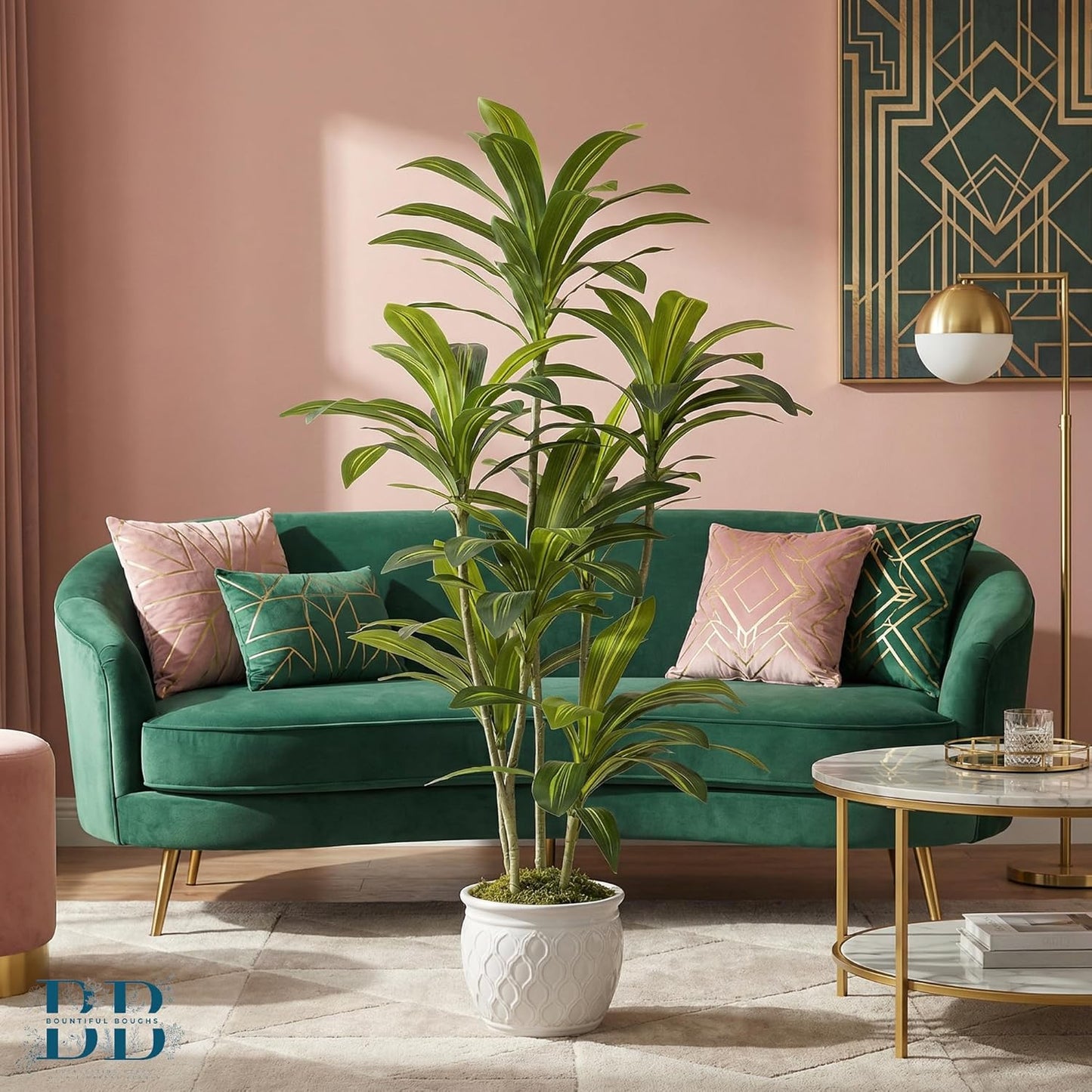 5’ (150 cm) Dracaena Artificial Tree with Small Black Pot & Moss – Realistic Natural Look, Maintenance-Free Indoor & Outdoor Plant for Home, Office, Balcony & Patio