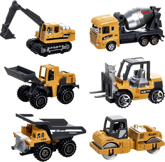 Construction Trucks Vehicles, 6Pcs Die-cast Construction Toys Set, Toy