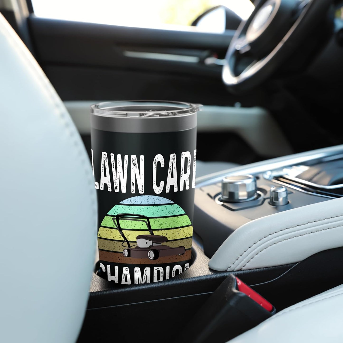 Funny Lawn Care Champion Grass Mowing Lawn Mower Dad Father Stainless Steel Insulated Tumbler