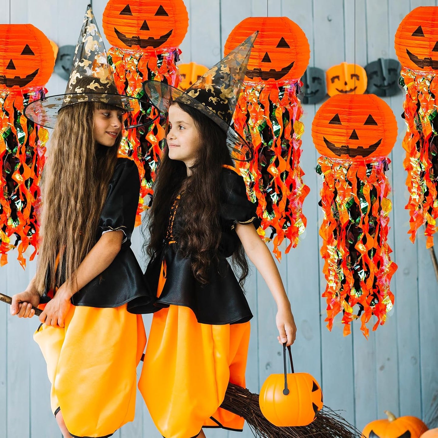 ADLKGG Pumpkin Paper Lanterns for Halloween Party Decorations, Orange 