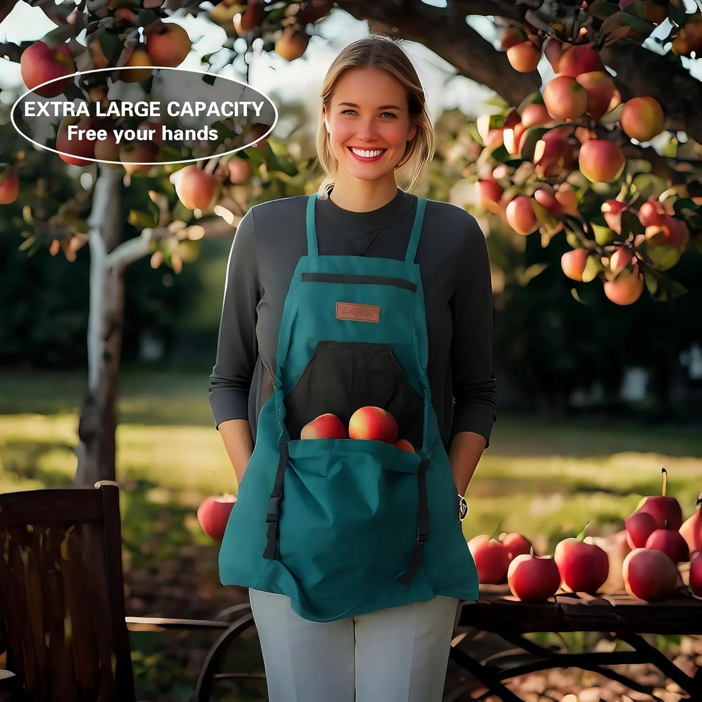 Gardening Apron with Harvesting Pouch for Women/Men, Adjustable Cross 