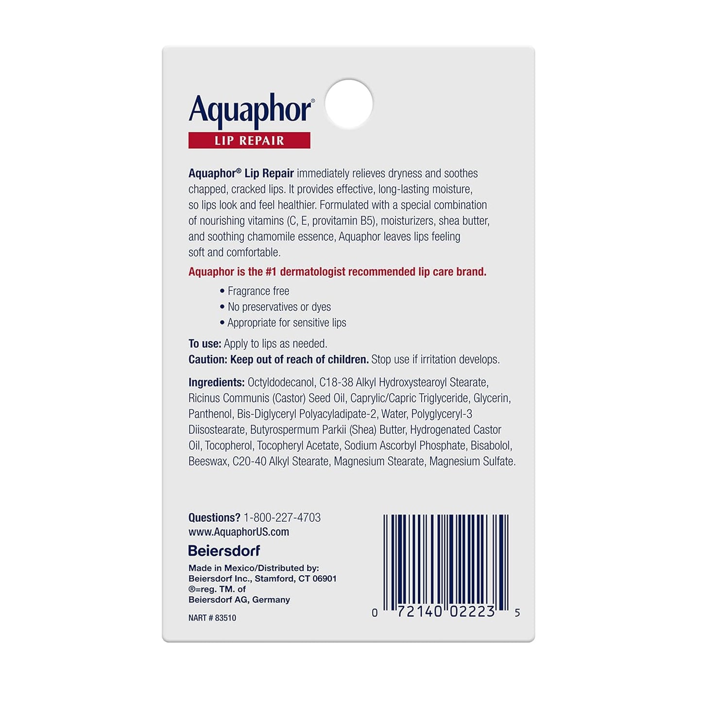 Aquaphor Lip Repair Ointment, Moisturizing Lip Balm Pack, Relieves Dry