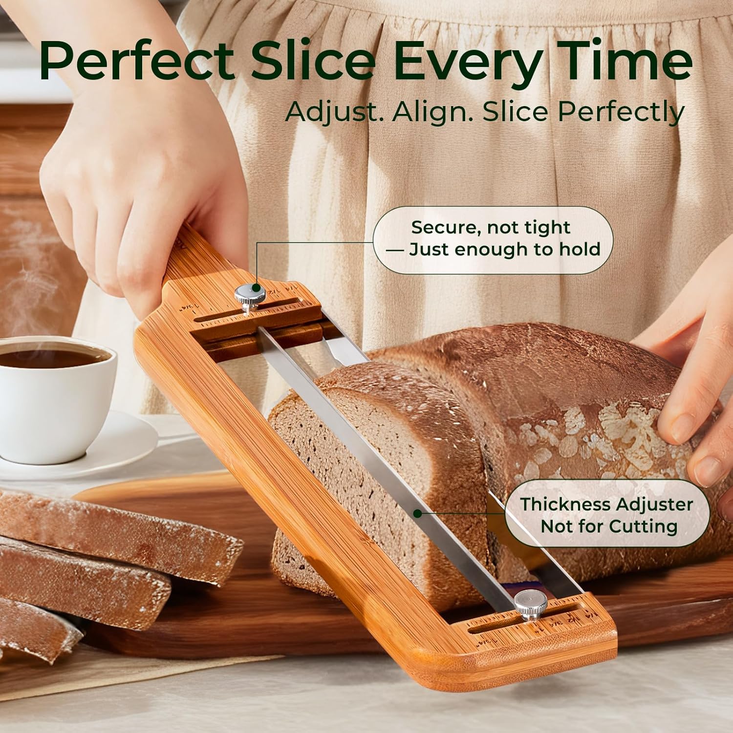keechee Bread Pilot Adjustable Bread Knife – Upgraded Bread Slicer for