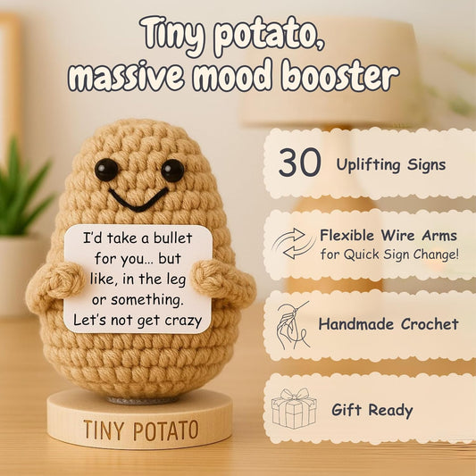 Funny Friendship Gift - Tiny Potato with 30 Sassy Messages for Women Friends Bestie BFF Bestfriend Coworkers - Best Friend Birthday Gifts for Women Men Her Him Sister Classmate - Positive Crochet