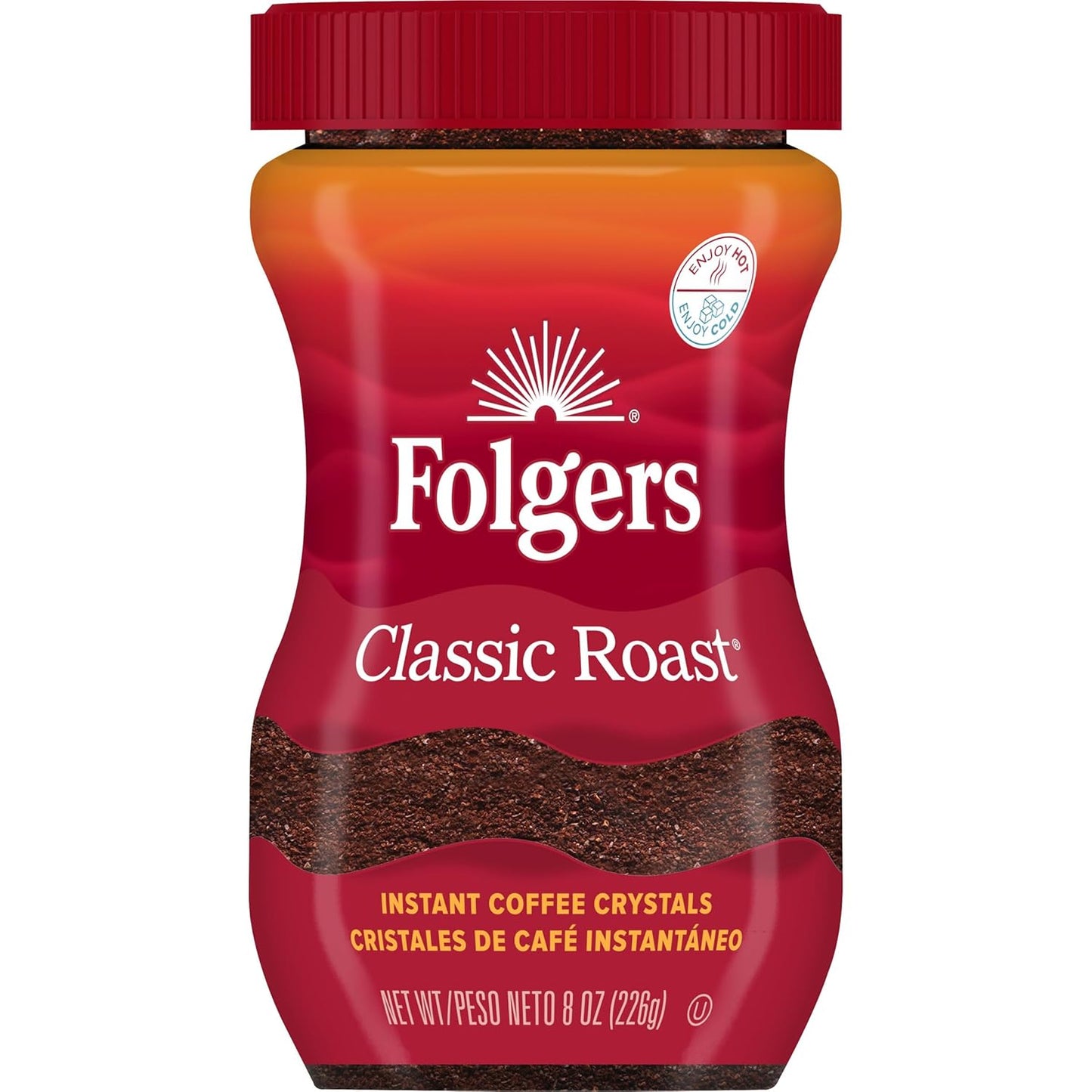 Folgers Classic Roast Instant Coffee, 8 Oz. Jar