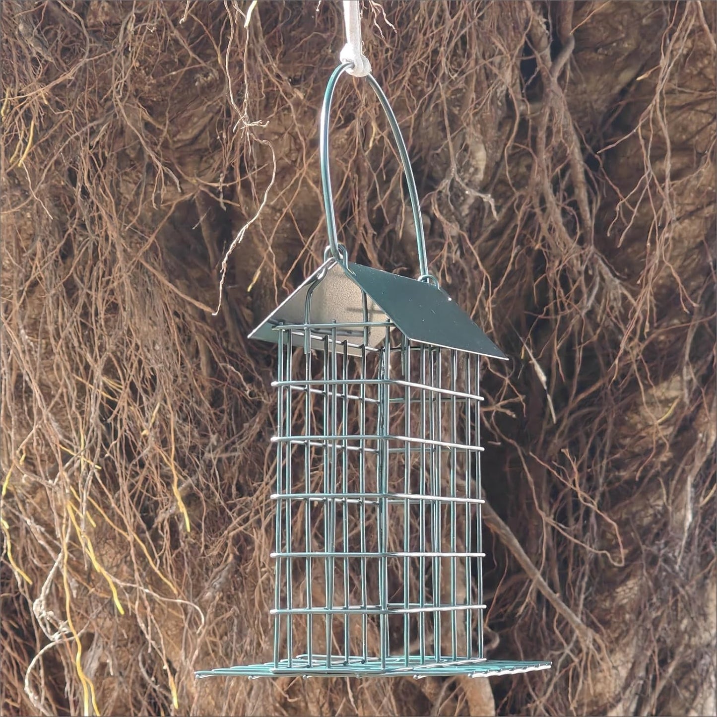 Wild Birds feeders Metal Roof-Suet Cakes Cage Bird Feeder Outdoors or Outside Garden Yard Patio Hanging Outdoors or Outside Garden Yard Patio Hanging （Dark Green）