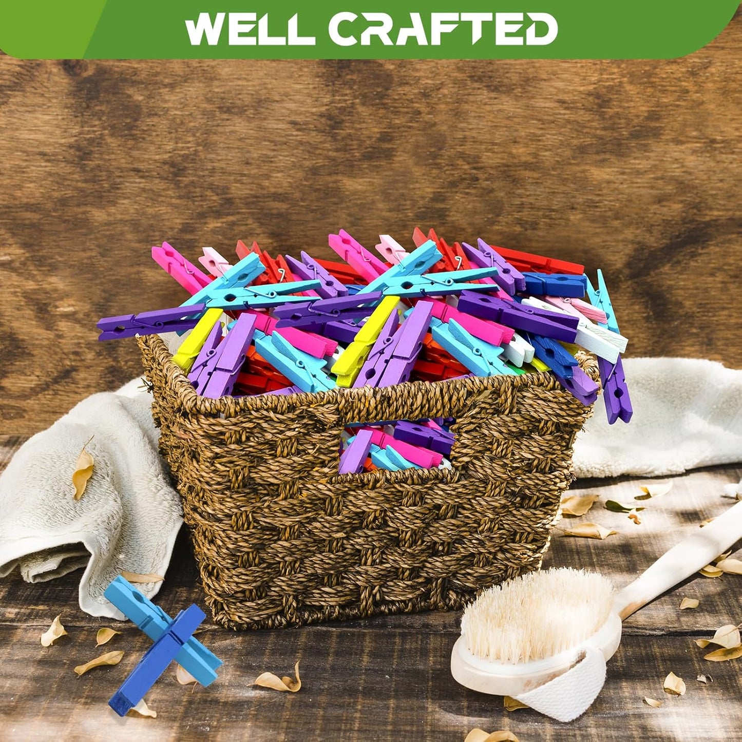 100 Pcs Colored Clothes Pins Wooden, Colored Clothespins for Crafts 2.